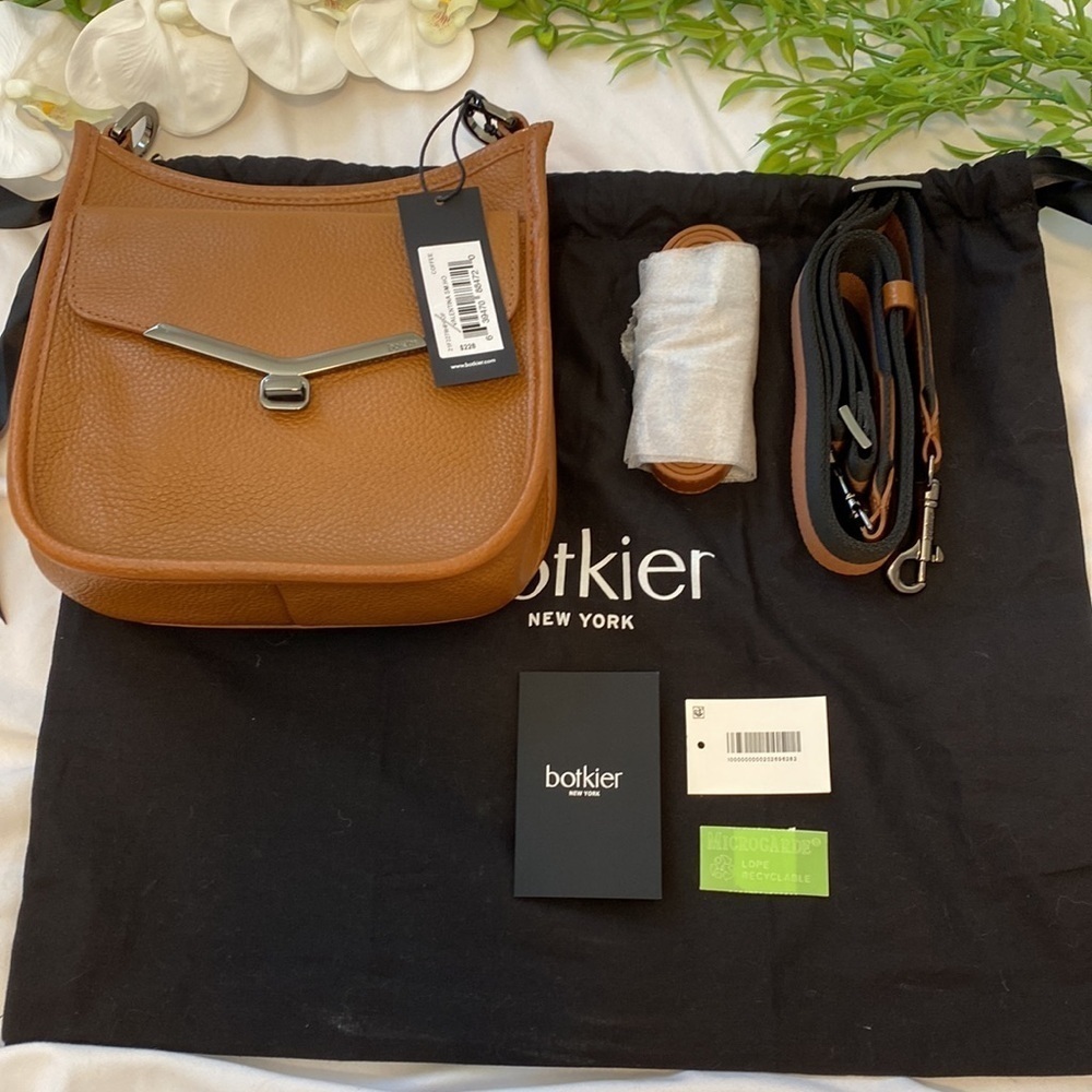 Botkier Coffee and Gunmetal Valentina Leather Crossbody Bag - Picture 12 of 17